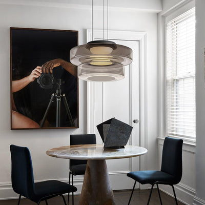 Lustra Pendant Lamp Glass Circles Multi-Level - Neutral Decor