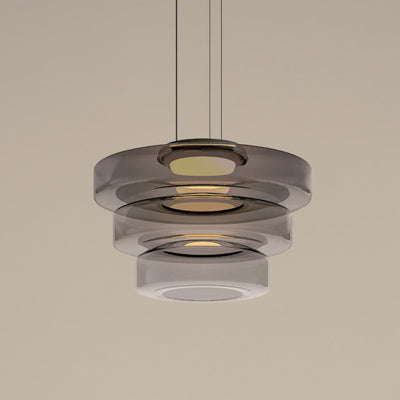 Lustra Pendant Lamp Glass Circles Multi-Level - Neutral Decor