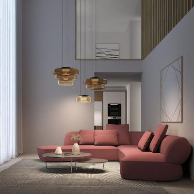 Lustra Pendant Lamp Glass Circles Multi-Level - Neutral Decor