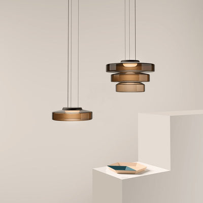 Lustra Pendant Lamp Glass Circles Multi-Level - Neutral Decor