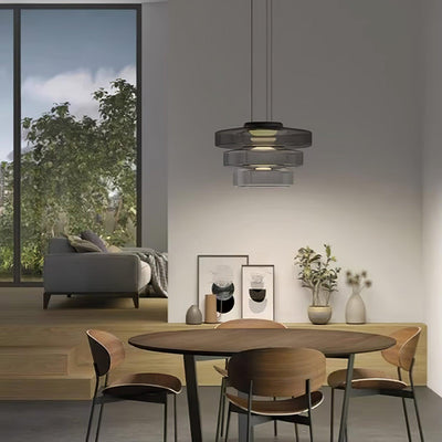 Lustra Pendant Lamp Glass Circles Multi-Level - Neutral Decor