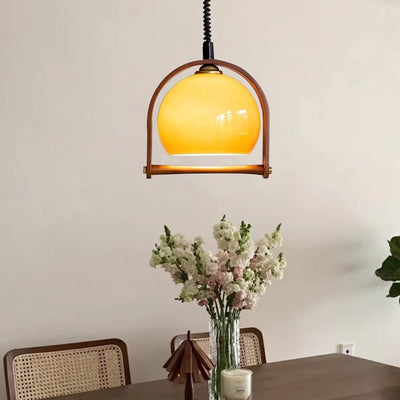Cesilarae Premium Nordic Art Glass Wood Pendant Lamp
