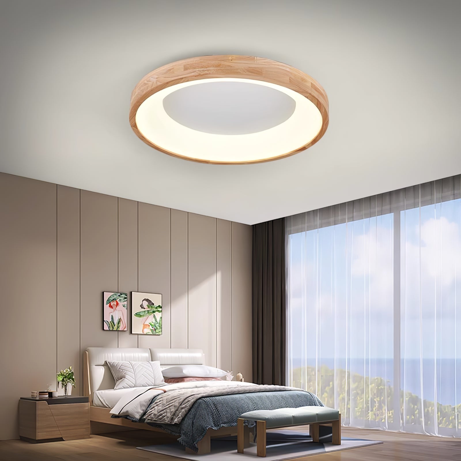 Uphae Modern Minimalist Square Wood Ceiling Light