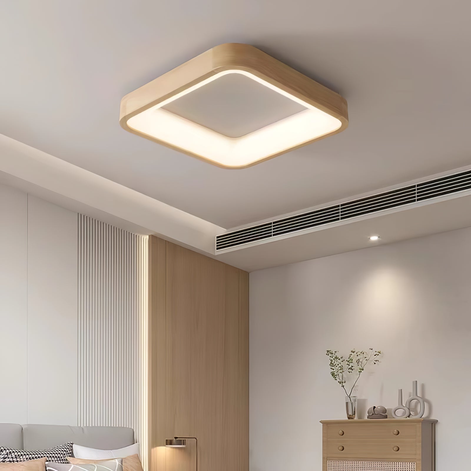 Uphae Modern Minimalist Square Wood Ceiling Light