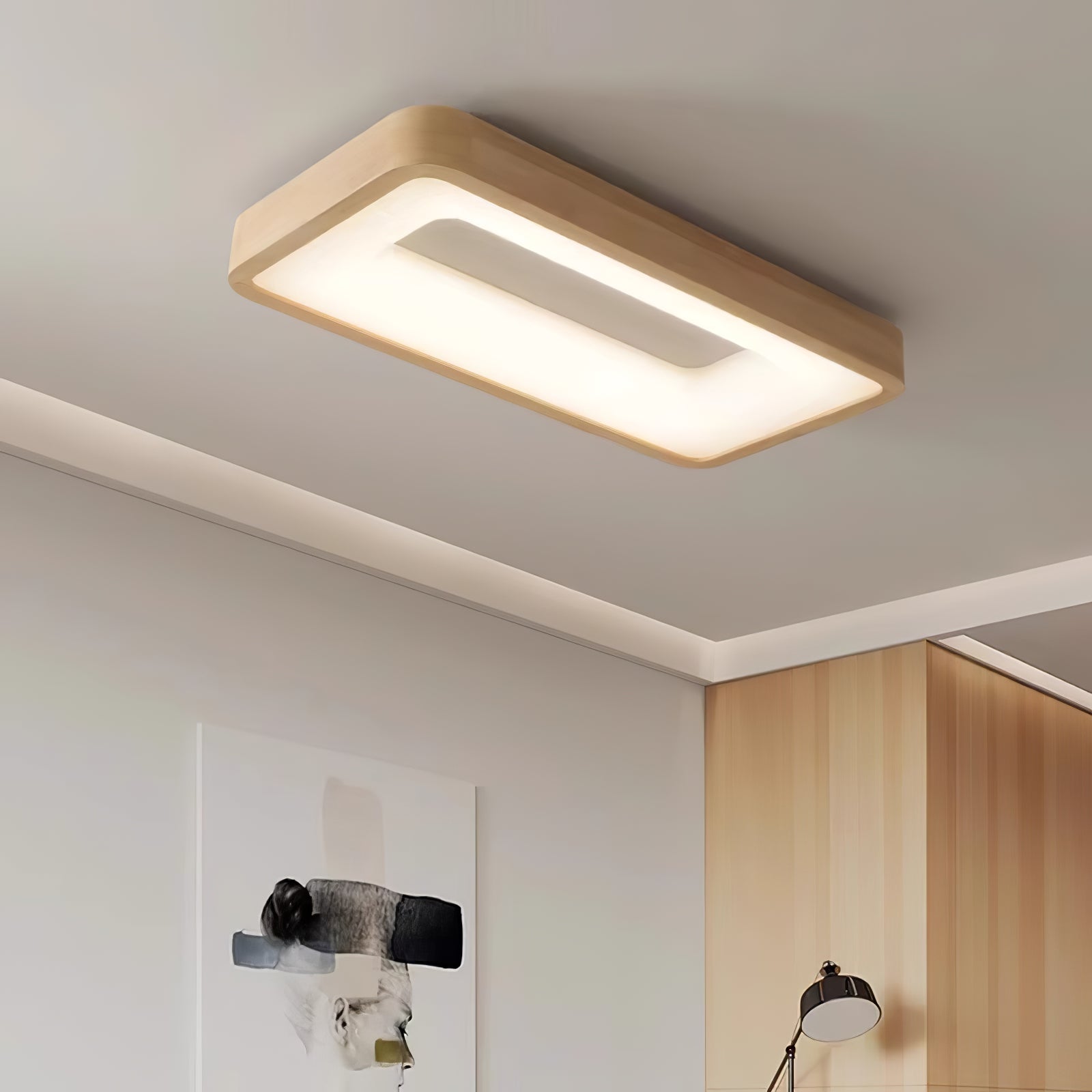 Uphae Modern Minimalist Square Wood Ceiling Light