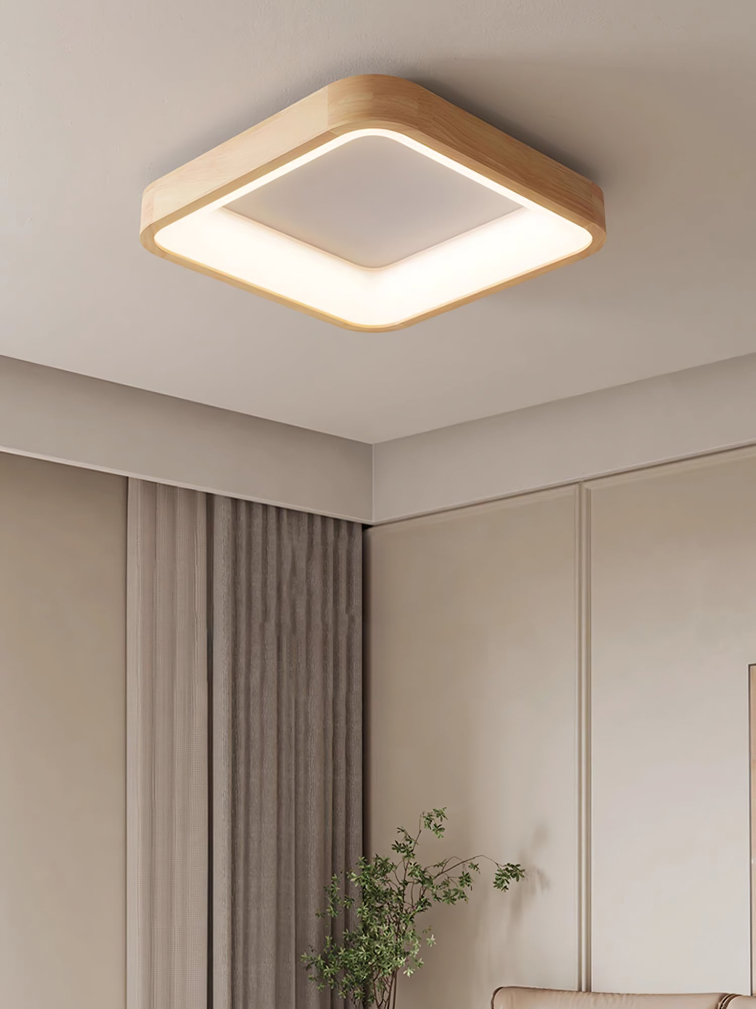 Uphae Modern Minimalist Square Wood Ceiling Light