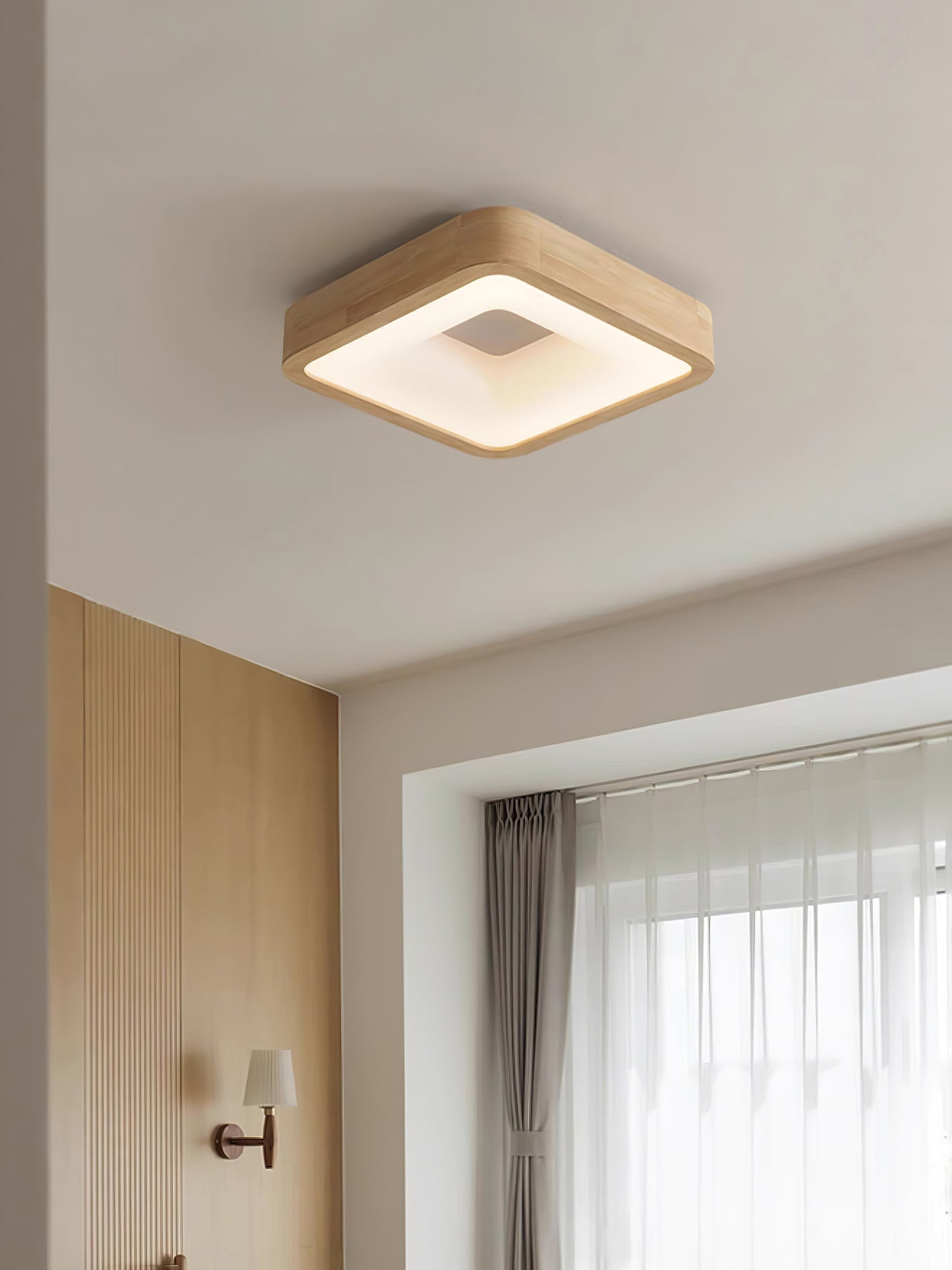 Uphae Modern Minimalist Square Wood Ceiling Light