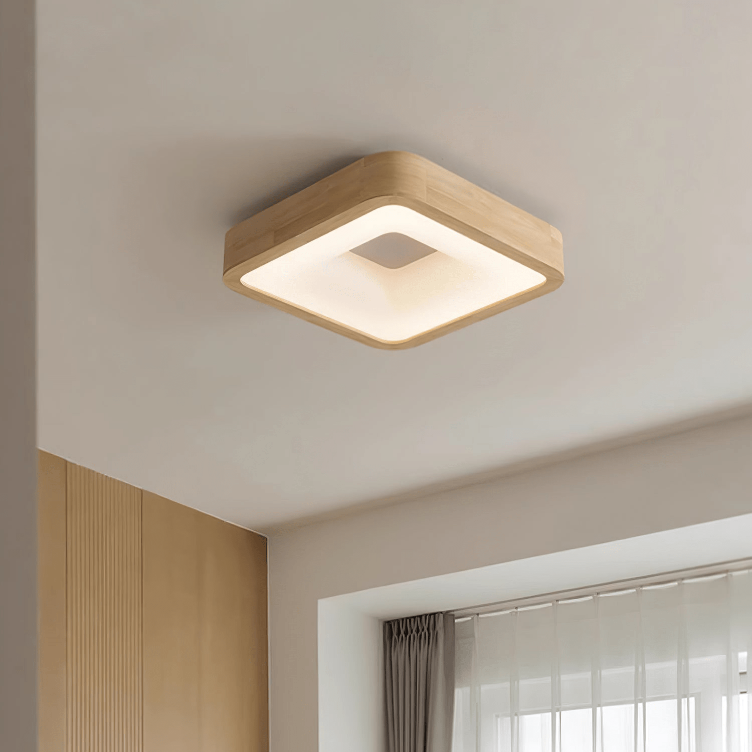 Uphae Modern Minimalist Square Wood Ceiling Light