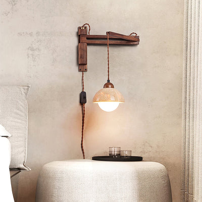 Fossil Travertine Swing Arm Wall Lamp Plug-in - Neutral Decor