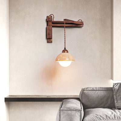 Arboren Adjustable Travertine Dome Wall Sconce