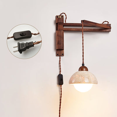 Fossil Travertine Swing Arm Wall Lamp Plug-in - Neutral Decor