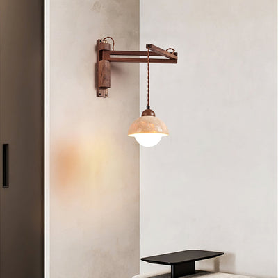 Arboren Adjustable Travertine Dome Wall Sconce