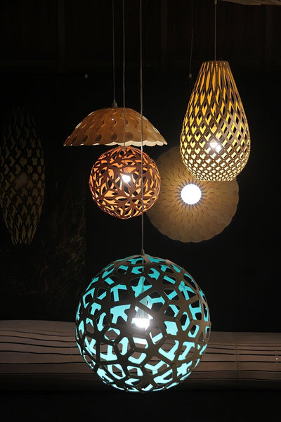 Rininia Pendant Light Geometric Wooden Woven