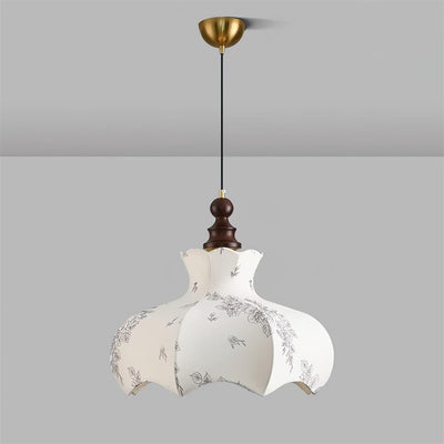 Pendant Lamp and Wood Fabric Vintage Floral Elegant - Neutral Decor