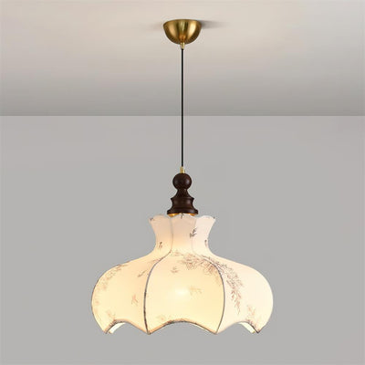 Pendant Lamp and Wood Fabric Vintage Floral Elegant - Neutral Decor