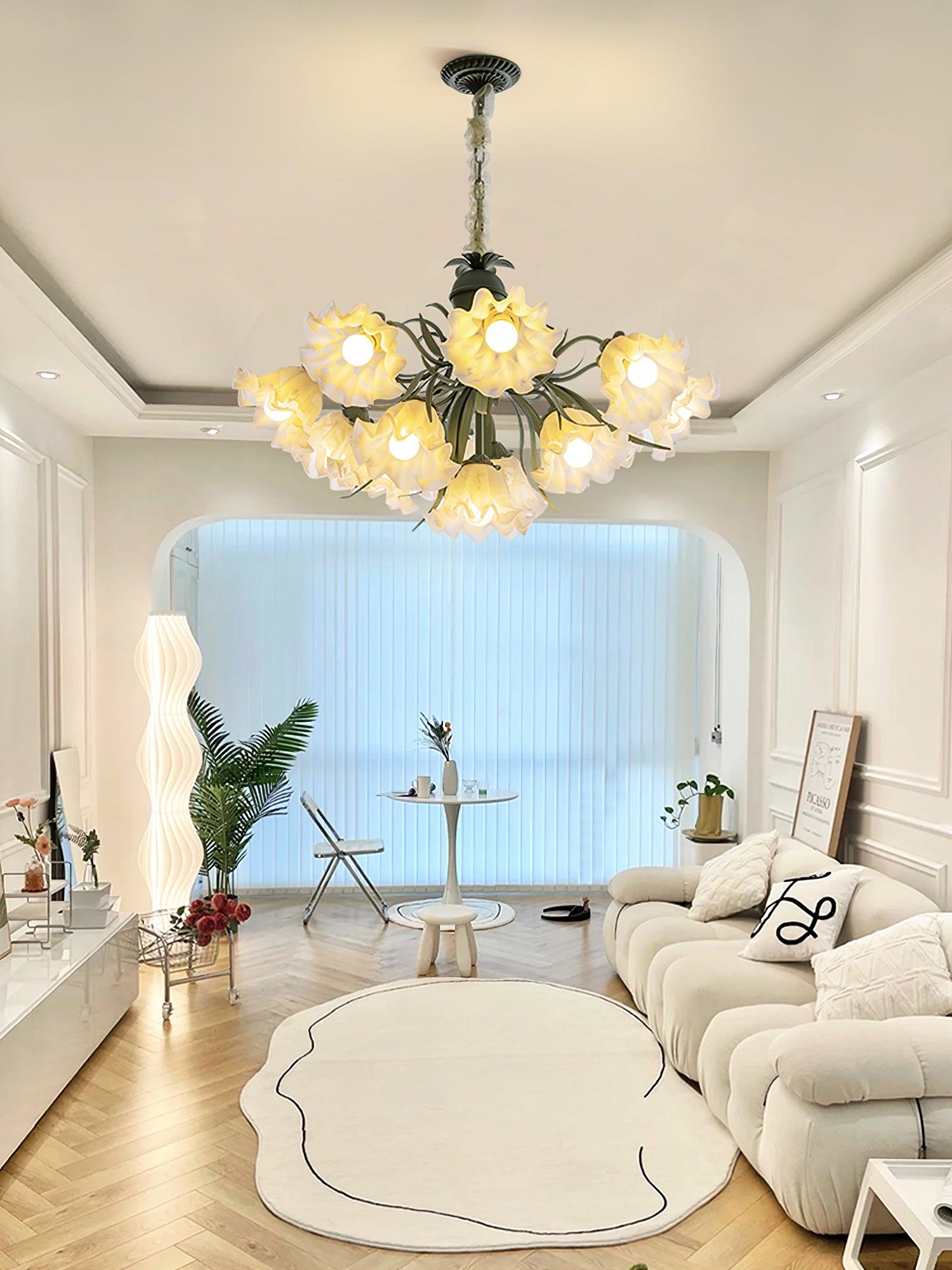 Evren Chandelier Flower with Petals and Leaves