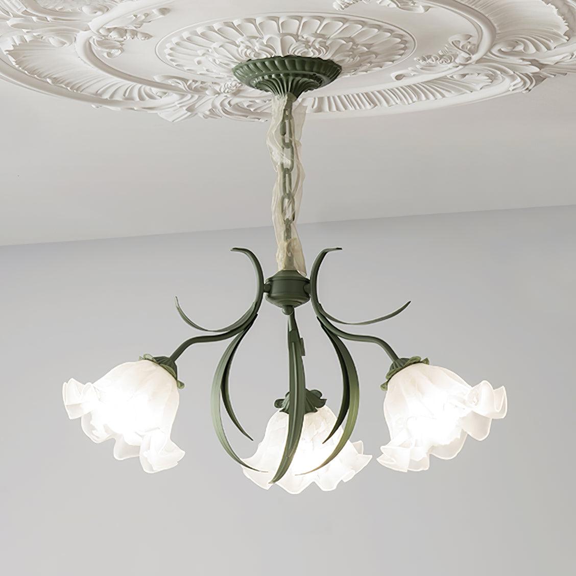 Evren Chandelier Flower with Petals and Leaves