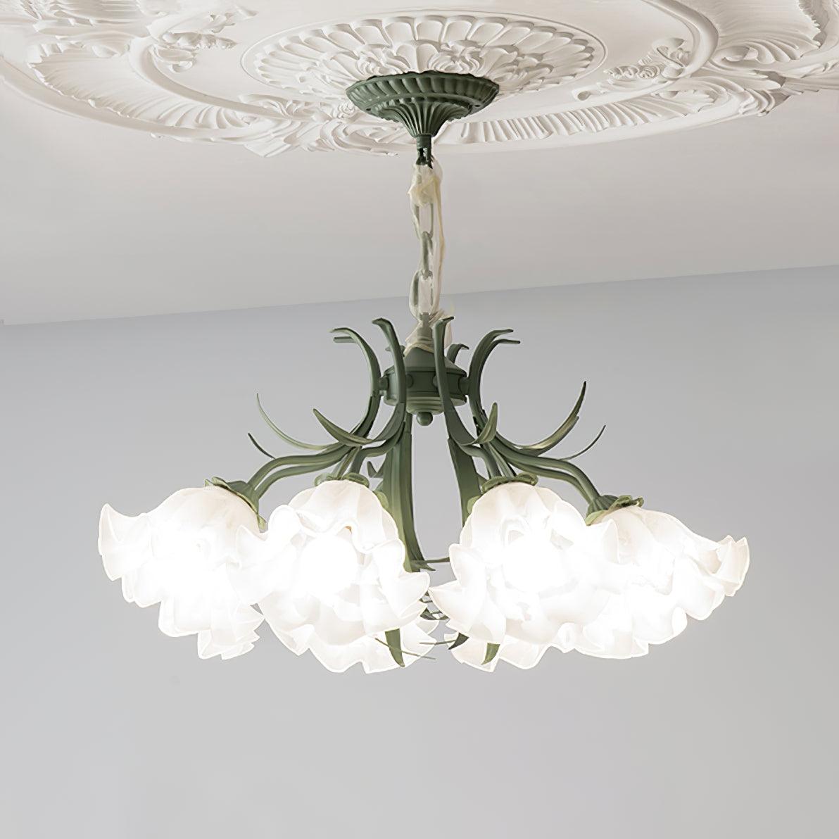 Evren Chandelier Flower with Petals and Leaves