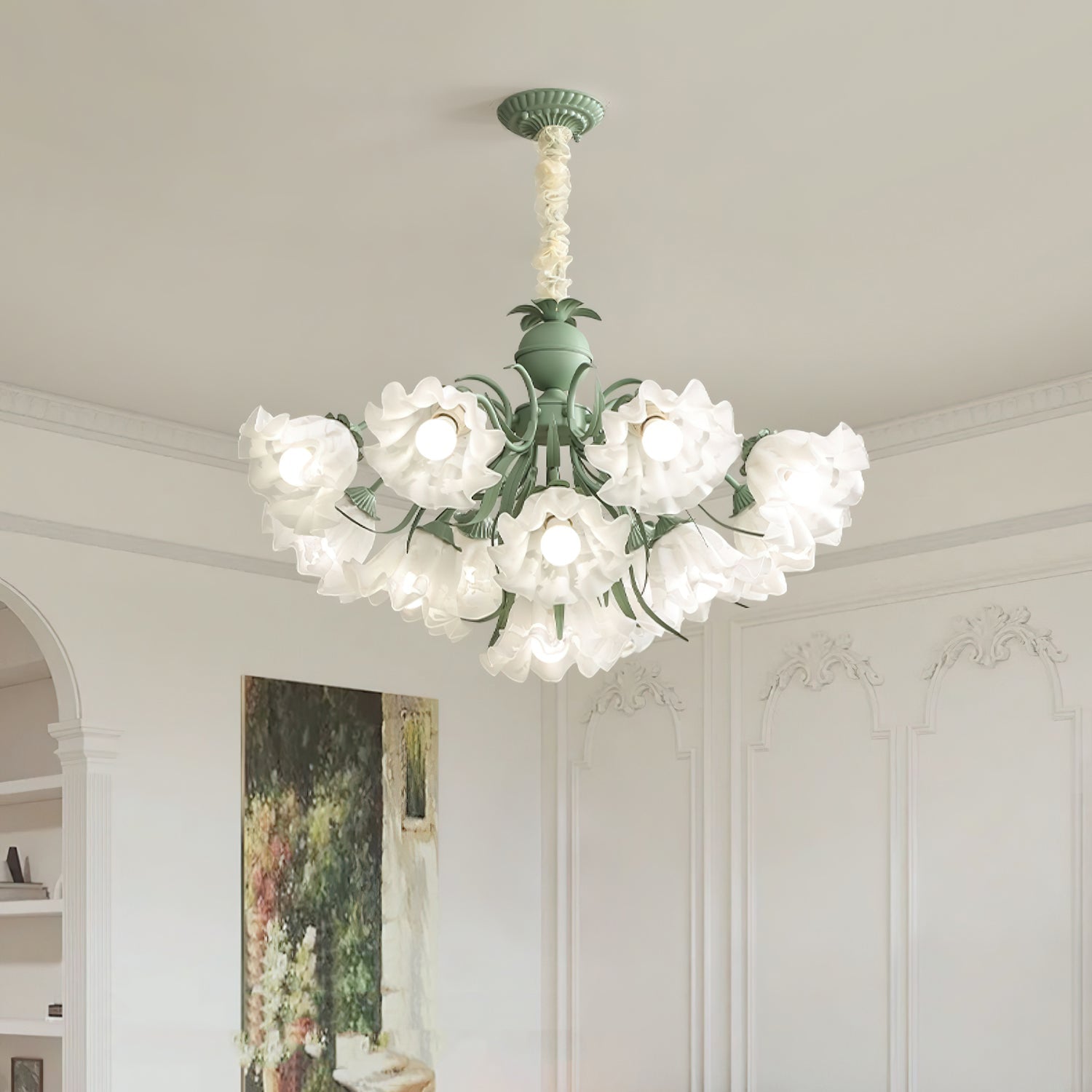 Evren Chandelier Flower with Petals and Leaves