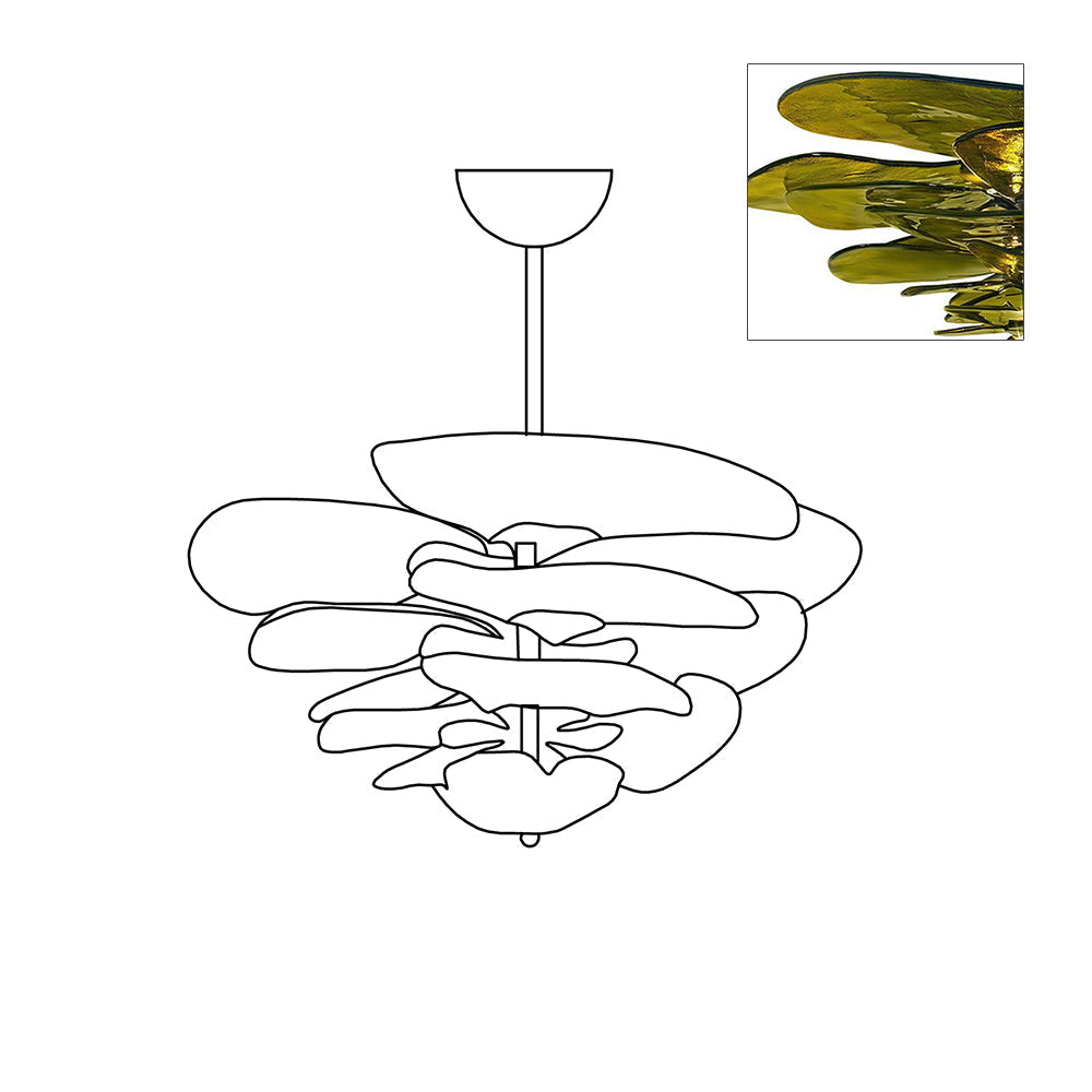 Fairwell Lotus Leaf Layered Glass Chandelier