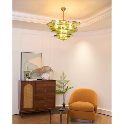 Fairwell Lotus Leaf Layered Glass Chandelier