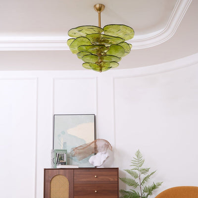 Valentina Lotus Leaf Layered Glass Chandelier