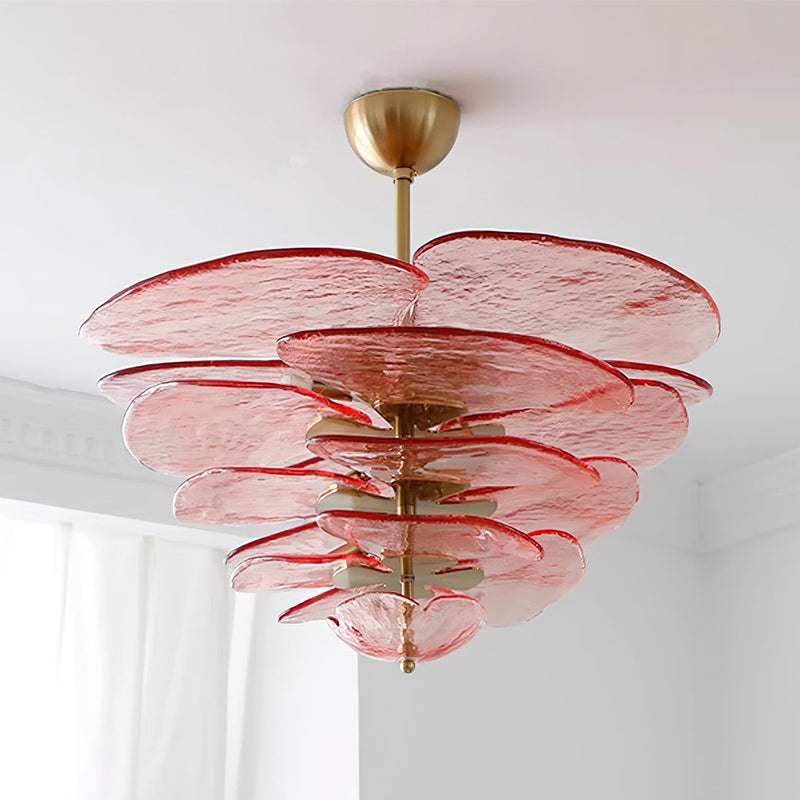 Fairwell Lotus Leaf Layered Glass Chandelier