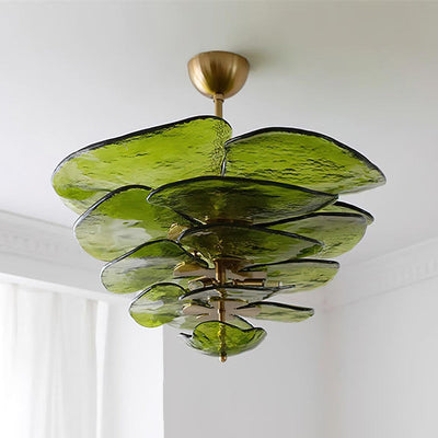 Fairwell Lotus Leaf Layered Glass Chandelier