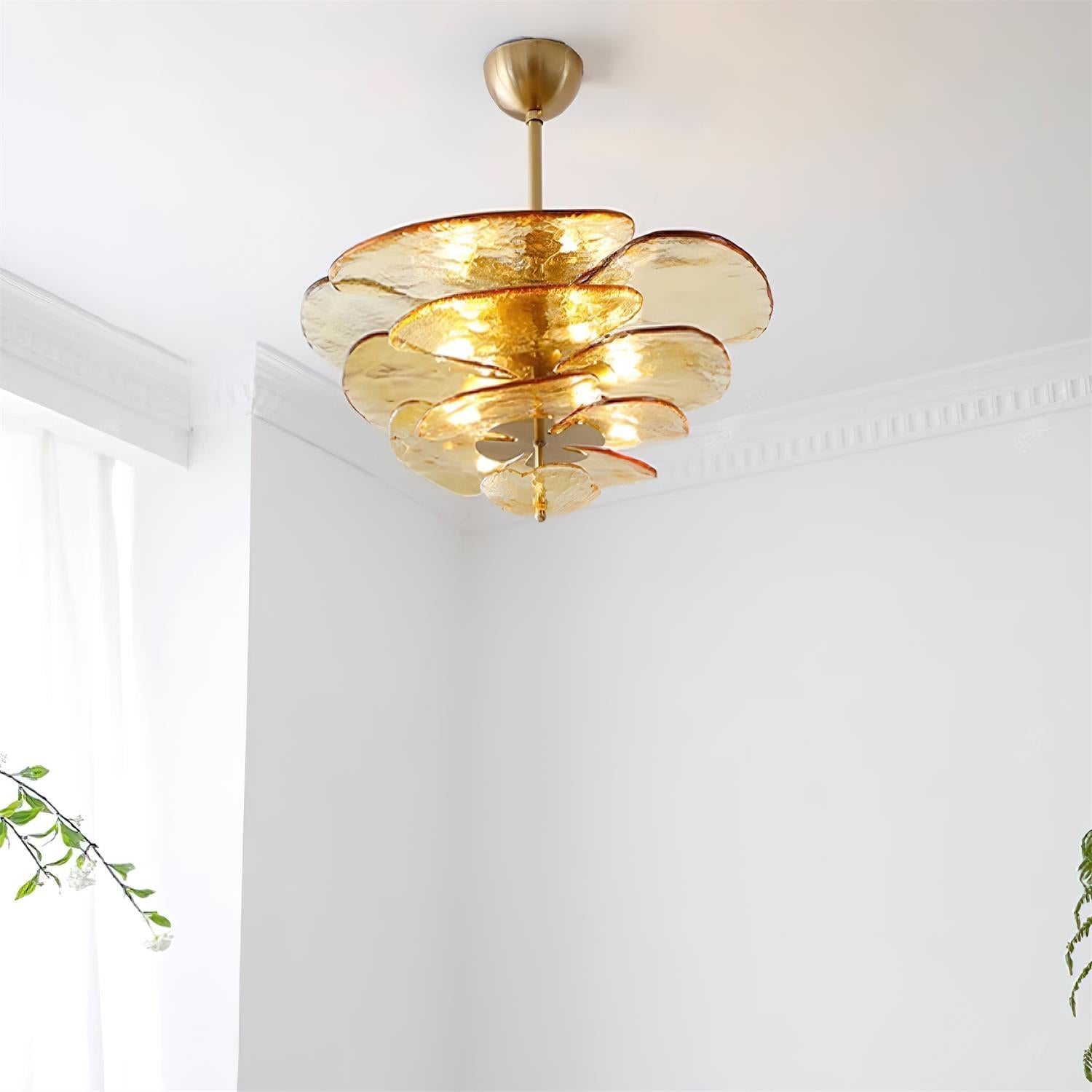 Fairwell Lotus Leaf Layered Glass Chandelier