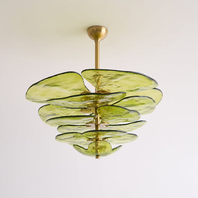 Fairwell Lotus Leaf Layered Glass Chandelier