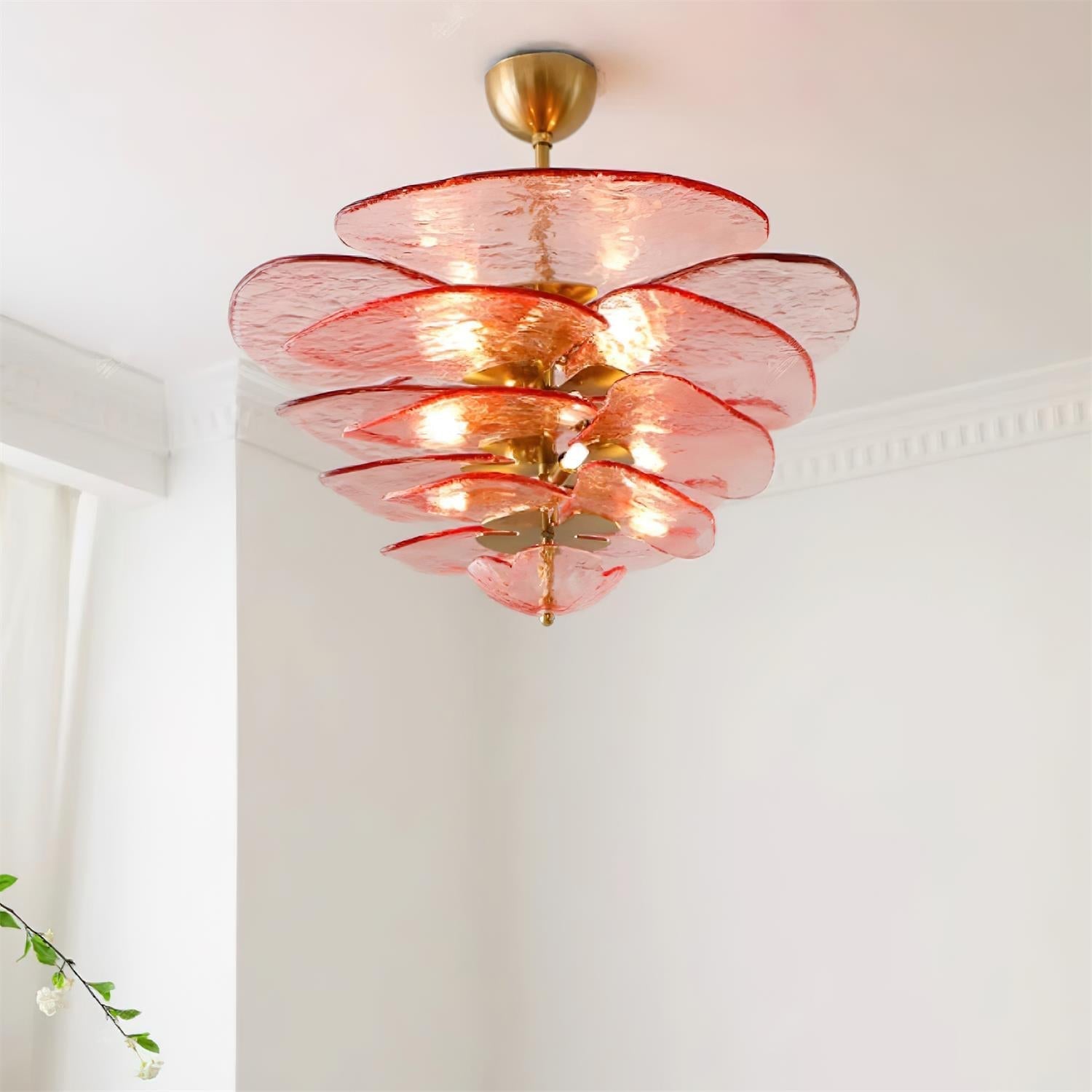 Fairwell Lotus Leaf Layered Glass Chandelier