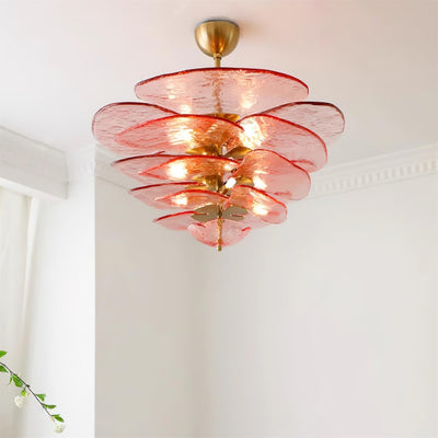 Fairwell Lotus Leaf Layered Glass Chandelier