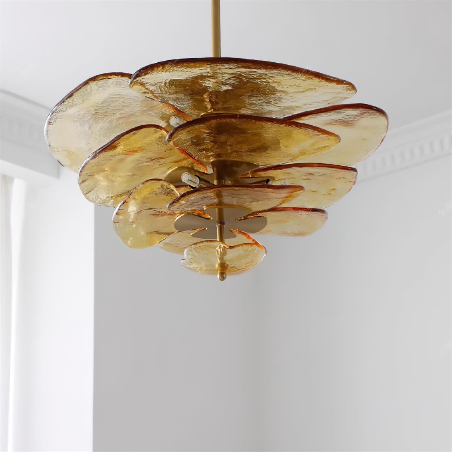 Fairwell Lotus Leaf Layered Glass Chandelier