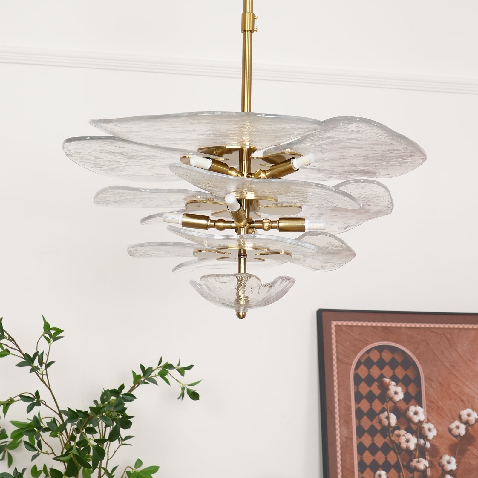 Fairwell Lotus Leaf Layered Glass Chandelier