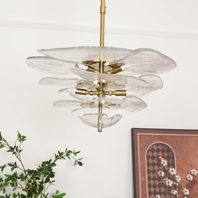 Fairwell Lotus Leaf Layered Glass Chandelier