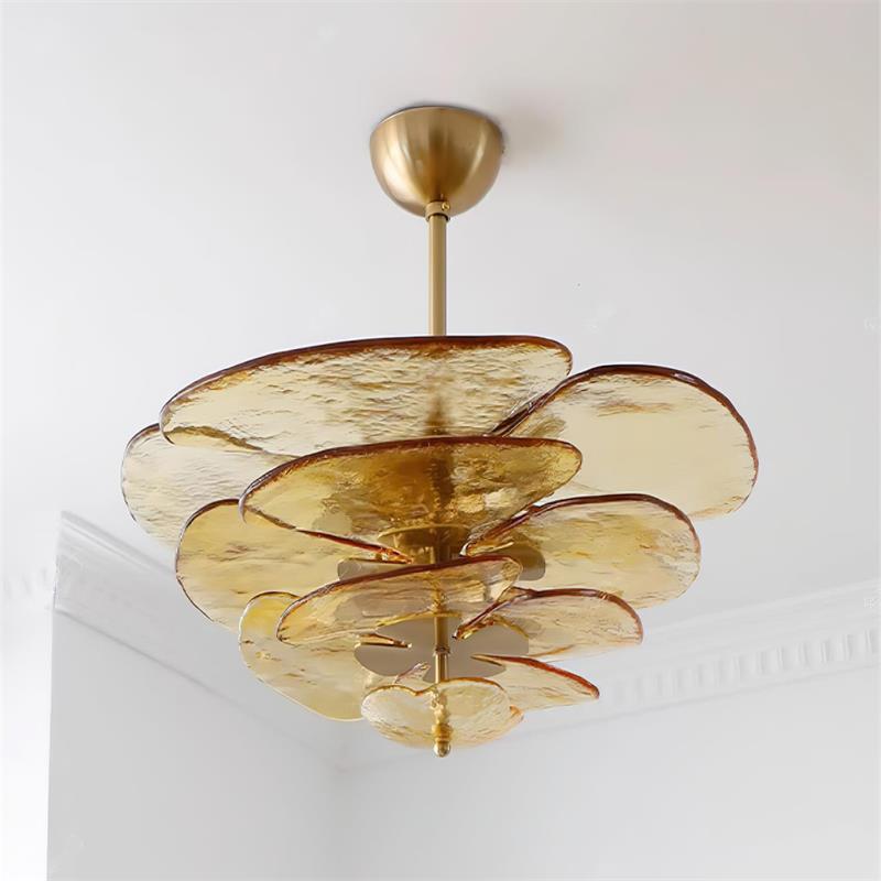 Fairwell Lotus Leaf Layered Glass Chandelier