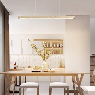 Imiror Minimalist Travertine Linear Pendant - Neutral Decor