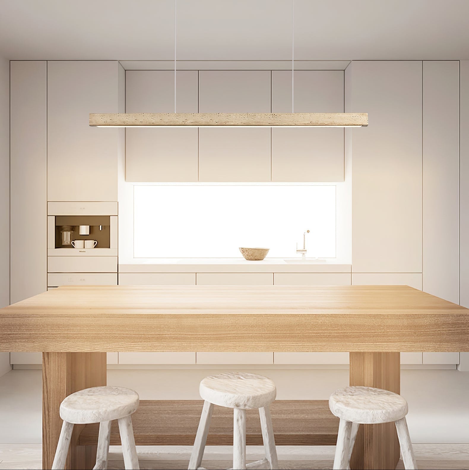 Imiror Minimalist Travertine Linear Pendant - Neutral Decor