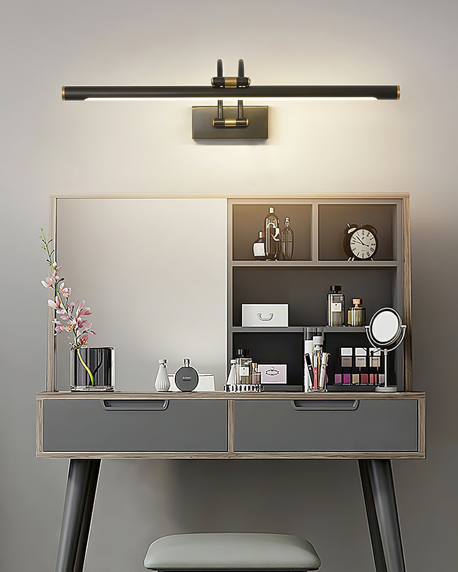 Solarielle Linear Vanity Brass Wall Light