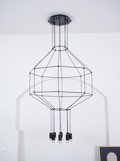 Tevenq Chandelier Lines Black Wireframe LED