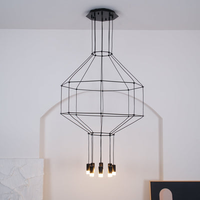 Tevenq Chandelier Lines Black Wireframe LED