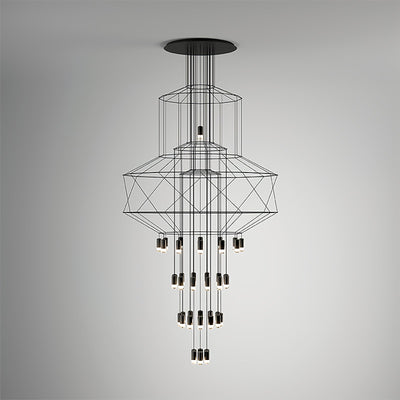 Tevenq Chandelier Lines Black Wireframe LED