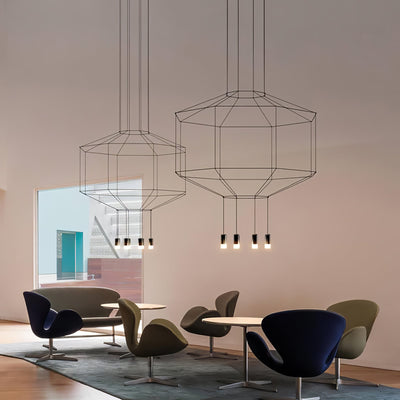 Tevenq Chandelier Lines Black Wireframe LED