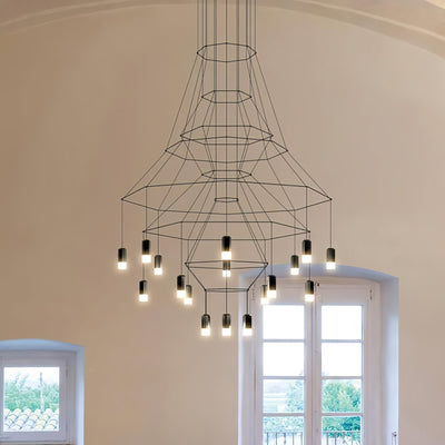 Tevenq Chandelier Lines Black Wireframe LED