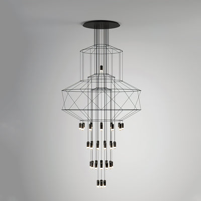 Tevenq Chandelier Lines Black Wireframe LED