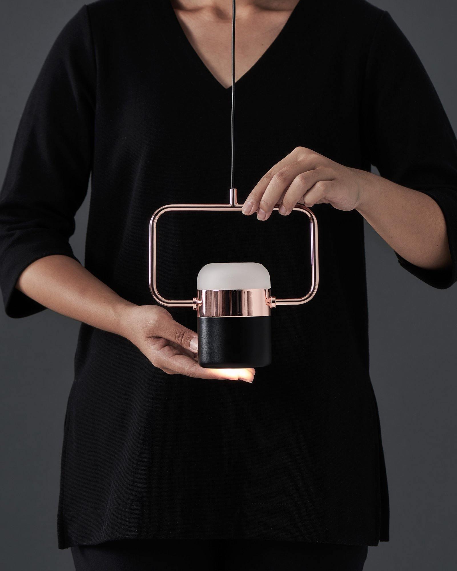 Lirael Pendant Lamp Adjustable Glass with Brass