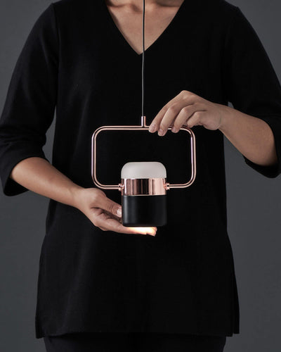 Lirael Pendant Lamp Adjustable Glass with Brass