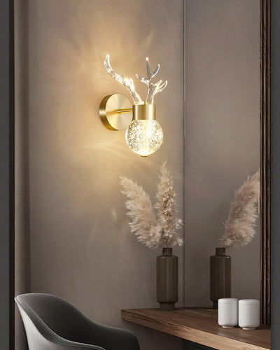 Cexi Postmodern Luxury Deer Crystal Wall Lamp