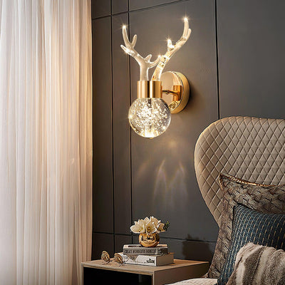 Cexi Postmodern Luxury Deer Crystal Wall Lamp