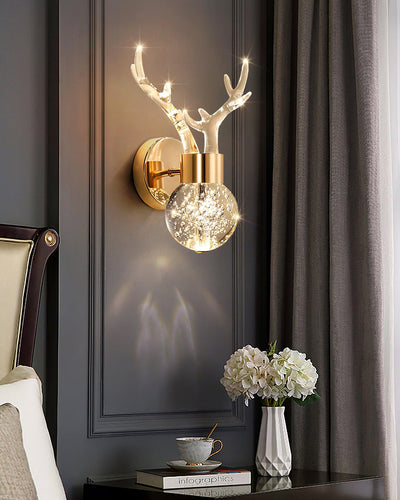 Cexi Postmodern Luxury Deer Crystal Wall Lamp